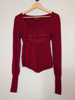 Vintage Y2K Apple Bottoms Red Bedazzled Scoop Neck Top Corset Party Night Out